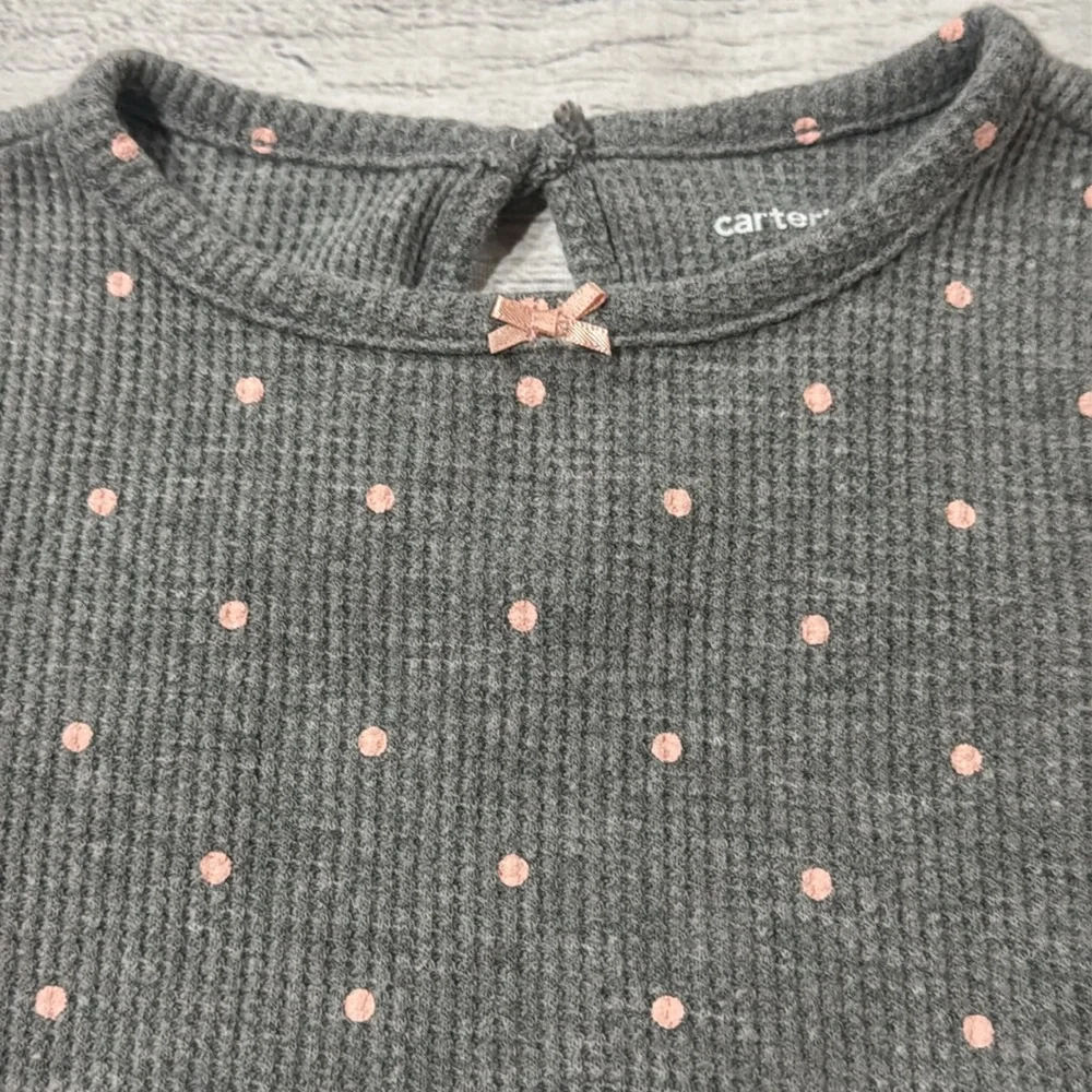 Carter's Baby Girls Gray and Pink Polka Dot Thermal Bodysuit